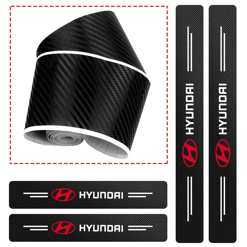 4 قطعة اكسسوارات السيارات ألياف الكربون عتبة الباب ألياف الكربون ملصق لشركة هيونداي IONIQ5 I30 I20 IX35 I40 توكسون جيتز سوناتا إلنترا #5