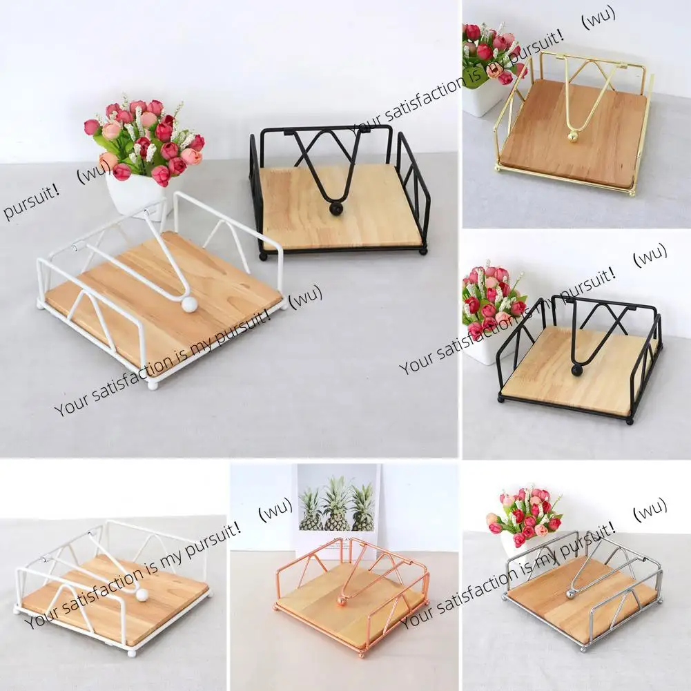 Rustic Style Flat Napkin Holder Metal Kitchen Square Paper Box Tray Countertop Table Tissue Paper Dispenser Napkin Organizer view 4