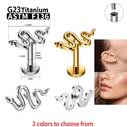 G23 Ttianium Piercing Snake vorm 16G Interne Draad Labret Lip Stud Stud Oorbel Oor Neus nagel neusring Lichaam sieraden