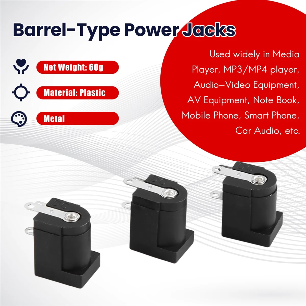 Продажи! 45 шт. розетка постоянного тока 2,1 мм x 5,5 мм для крепления на печатной плате ствольного типа DC-005