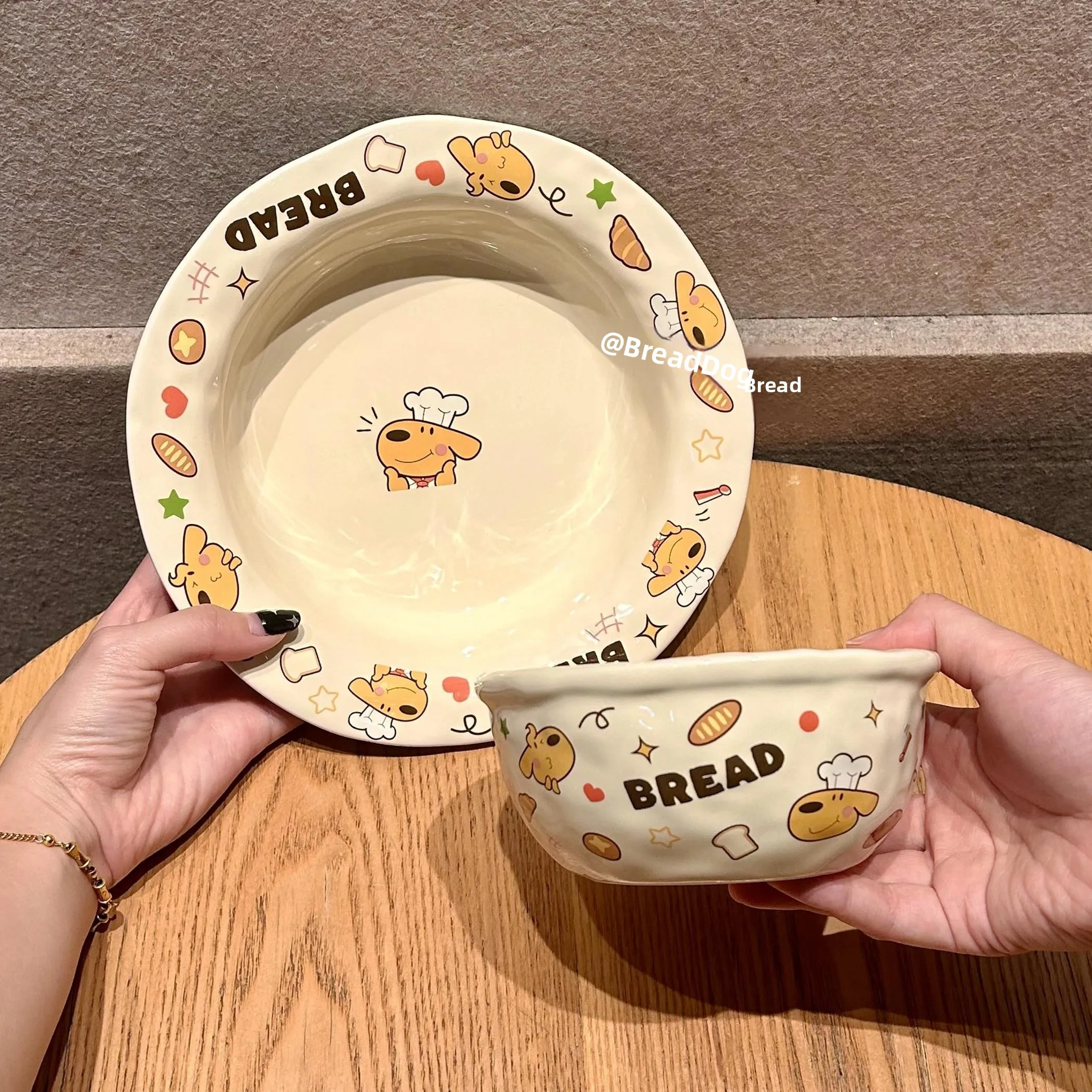 

Набор посуды Cerc: миска для риса и тарелка с милым дизайном в виде маленькой собачки, столовые приборы для одного человека, высокая эстетическая ценность, для дома и общежития