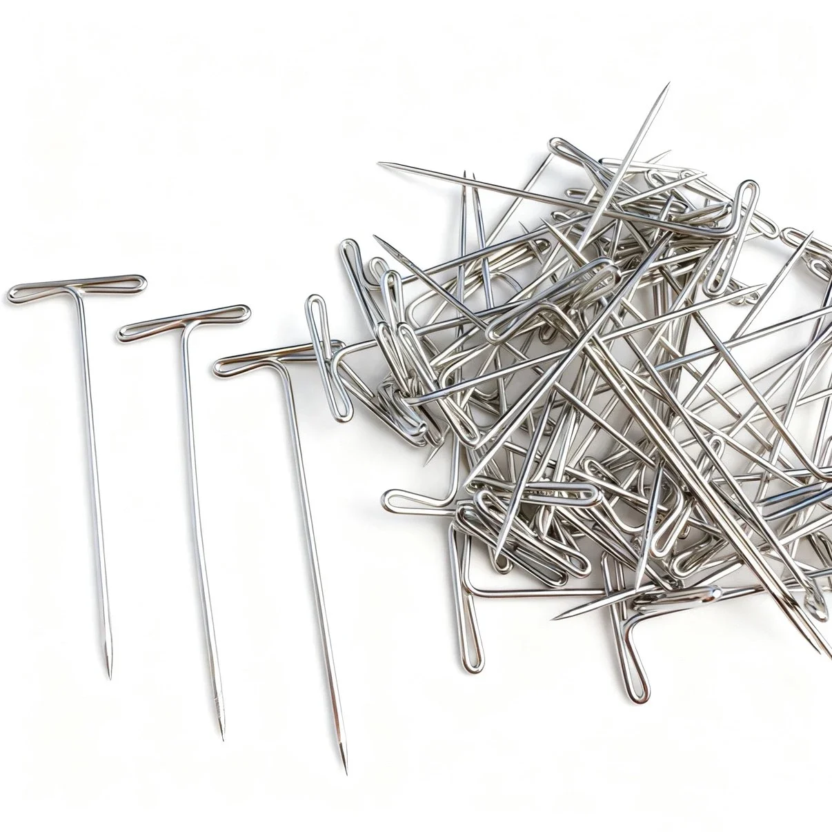 50/100Pcs T-Pin Needles for Wig Making - Assorted Sizes Stainless Steel Knitting Blocking Pins