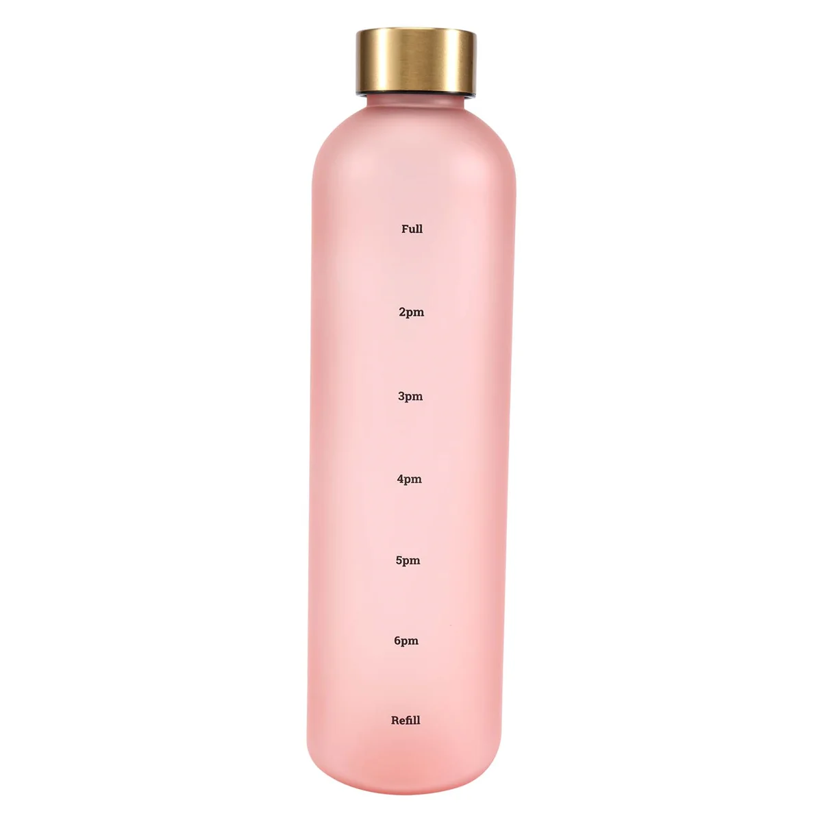 Plastic Space Cup Large-Capacity Transparent Frosted Water Cup Copper Lid Water Bottle with Time Marker 1000ML Pink