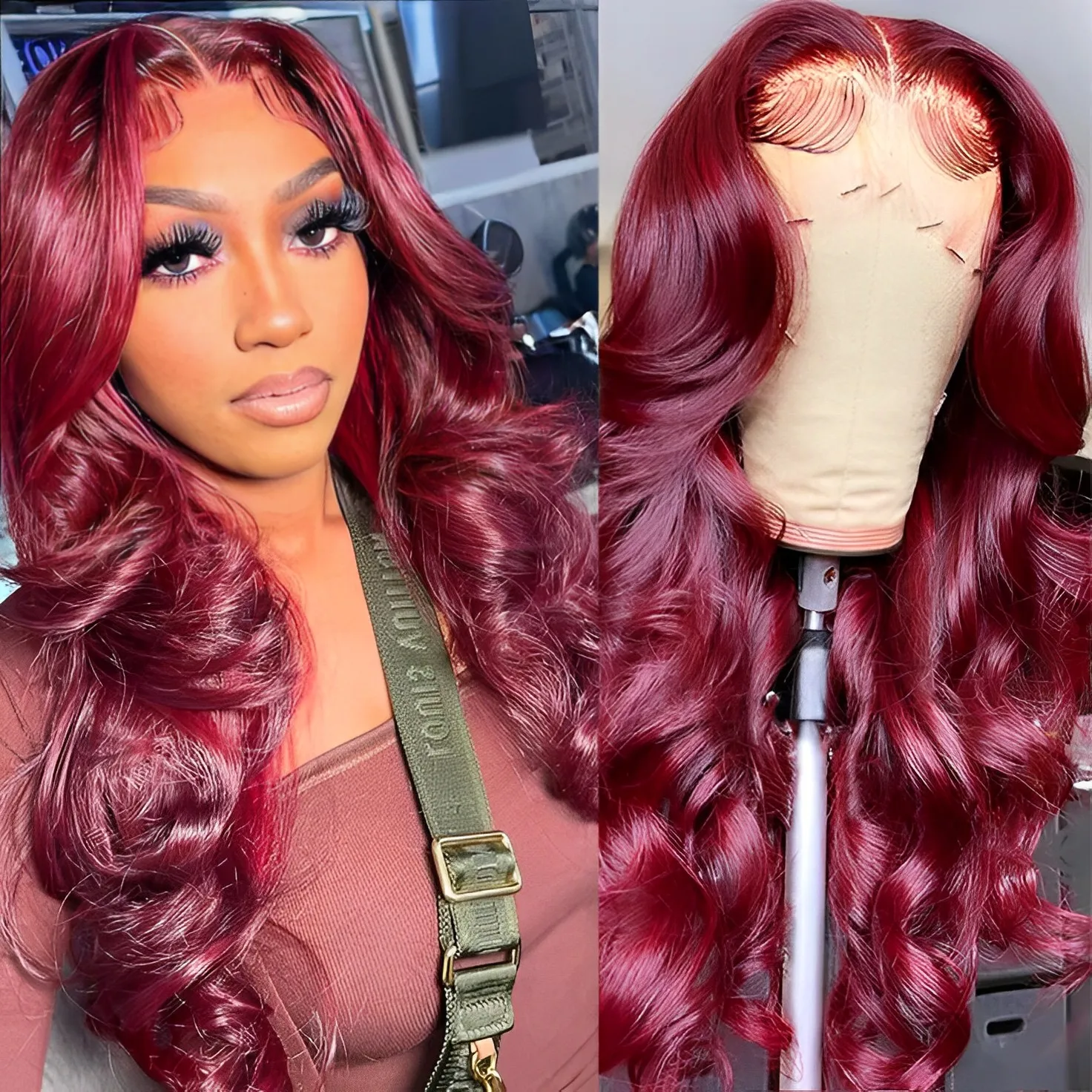 Burgundy 99J Body Wave Human Hair Wigs Red Peruvian 4x4 5x5 Transparent Lace Closure Wig For Women 13x4 13x6 Lace Frontal Wigs