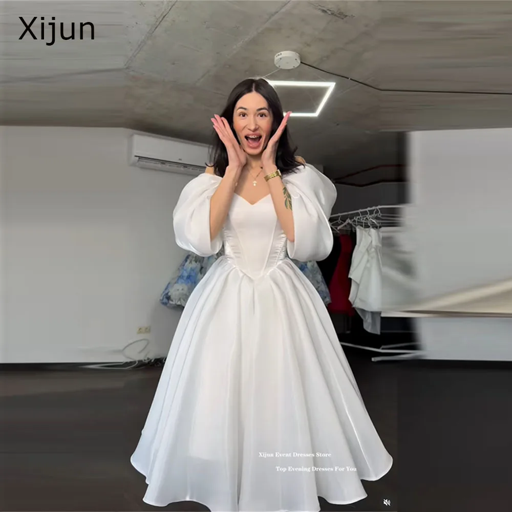 

Xijun Modern Ivory Evening Dresses Off The Shoulder A-Line Wedding Dresses Sweetheart Formal Ankle Length Party Gowns Customized