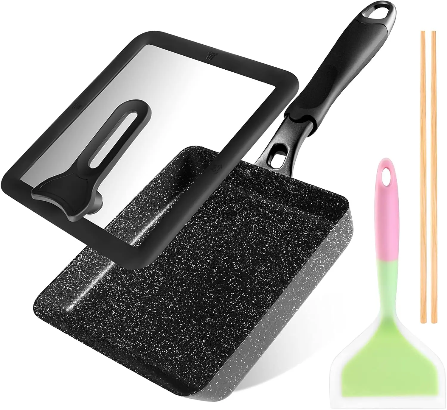 

Tamagoyaki Pan - Japanese Egg Pan with Lid - Japanese Omelette Pan Rectangular - Rolled Omelet Nonstick Square Frying Pa