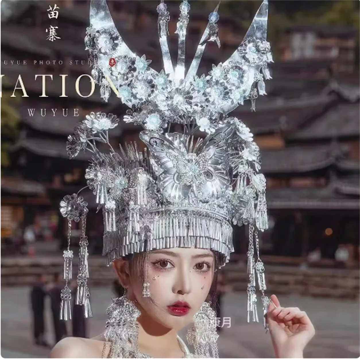 

New ethnic minority Miao silver jewelry hat