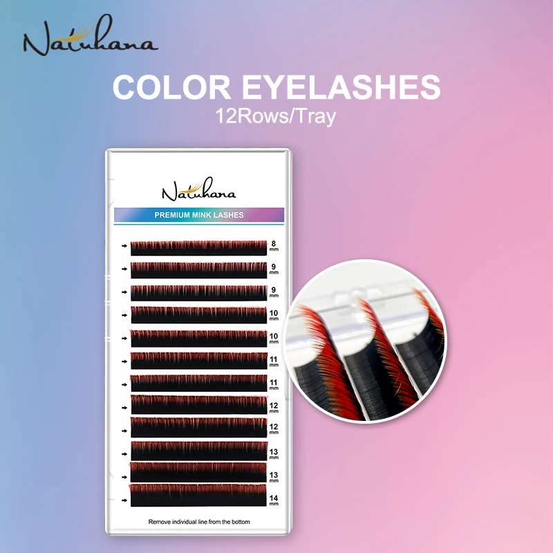 NATUHANA Lashes Gradient Blue Red Purple Color Eyelash Extension Individual Faux Mink Ombre False Eye Colored korean Makeup Tool