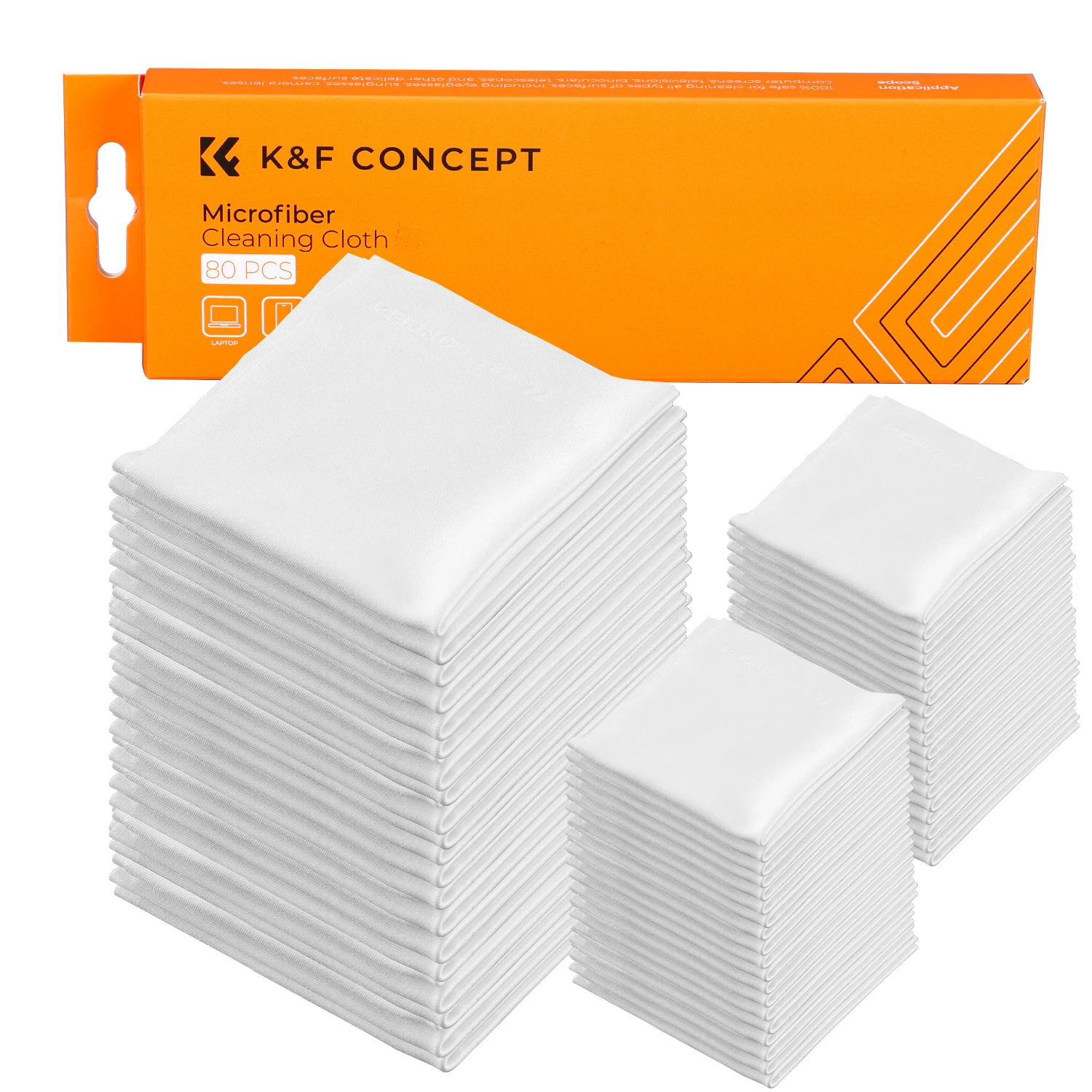 K&F CONCEPT 80pcs 15x15cm Microfiber Cleaning Cloths Individually Vacuum Wrapped for Camera Lens Glasses Phones Screen Wipes