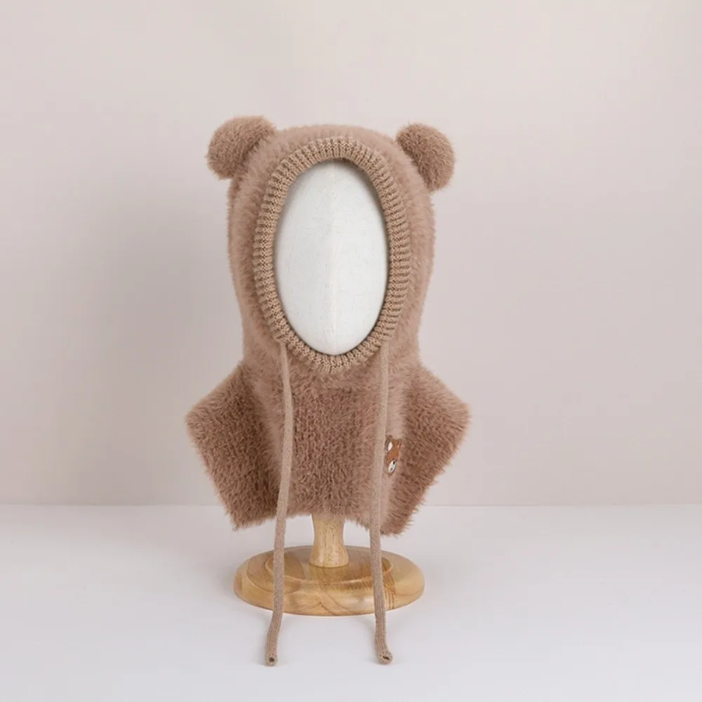 

Пуловер с милым медведем, морозостойкая теплая ветрозащитная детская вязаная шапка, шаль, шапки-балаклавы, детские шапки и шапки