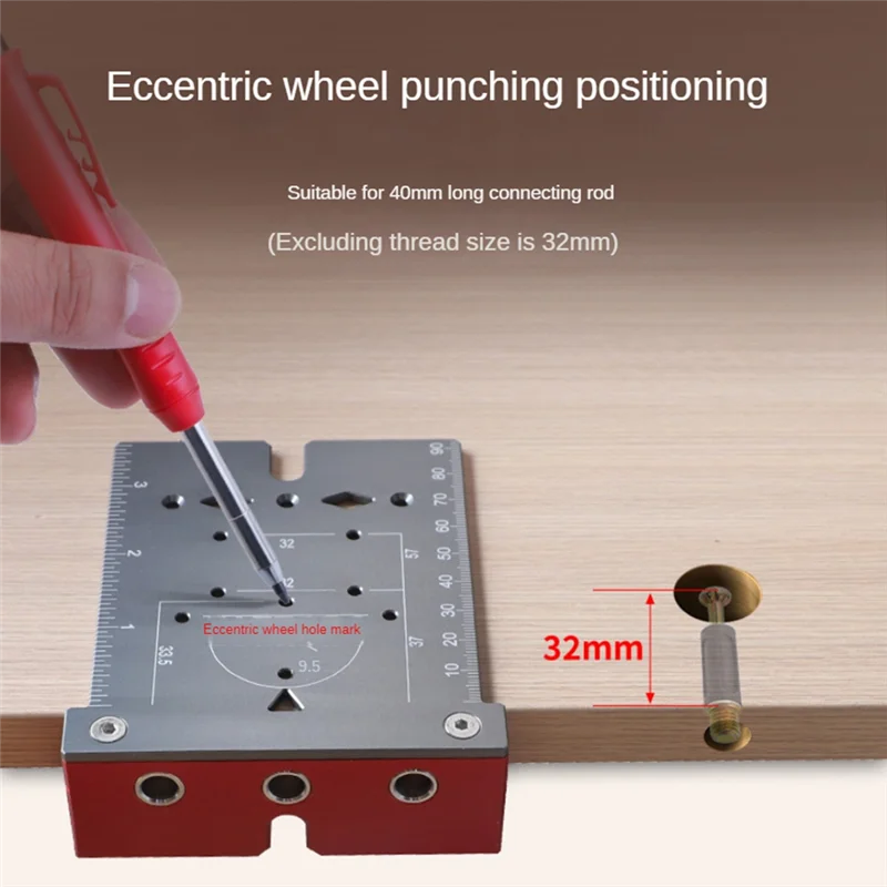 AEE6-35Mm Hinge Punching Locator Hinge Boring Jig With Inch Metric Scale Multi-Function Woodworking Drilling Locator