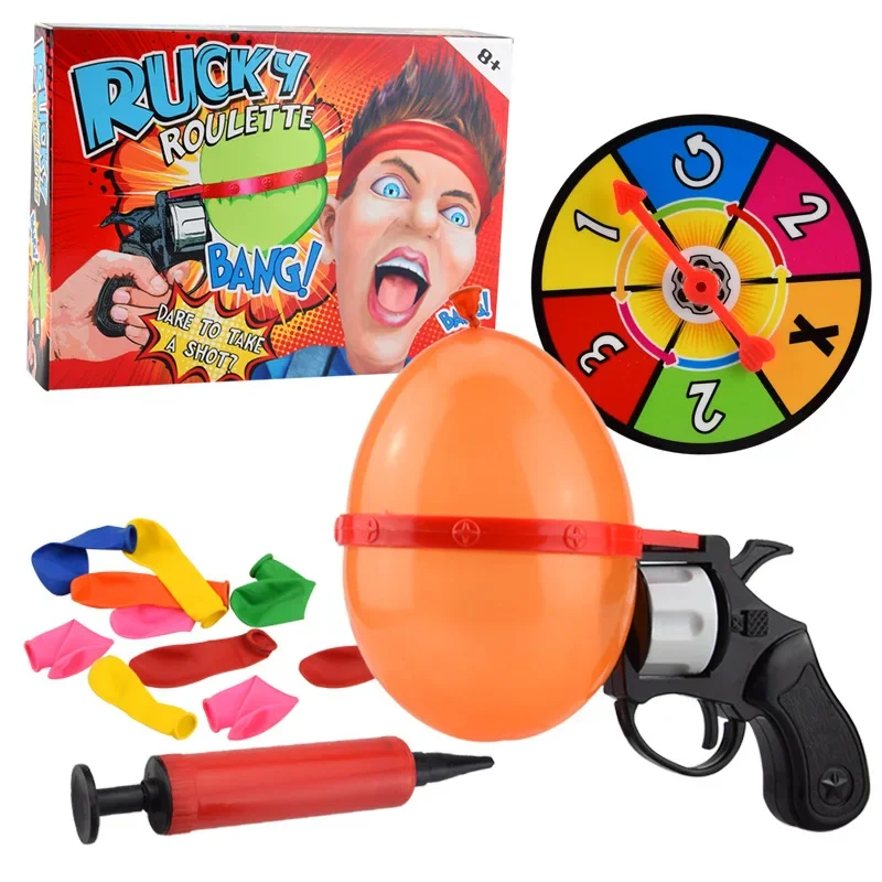 [New] Russian Roulette Model Balloon Gun Lucky Roulette Game thrilling Board Game Family parent-child interactive Toy kids gift