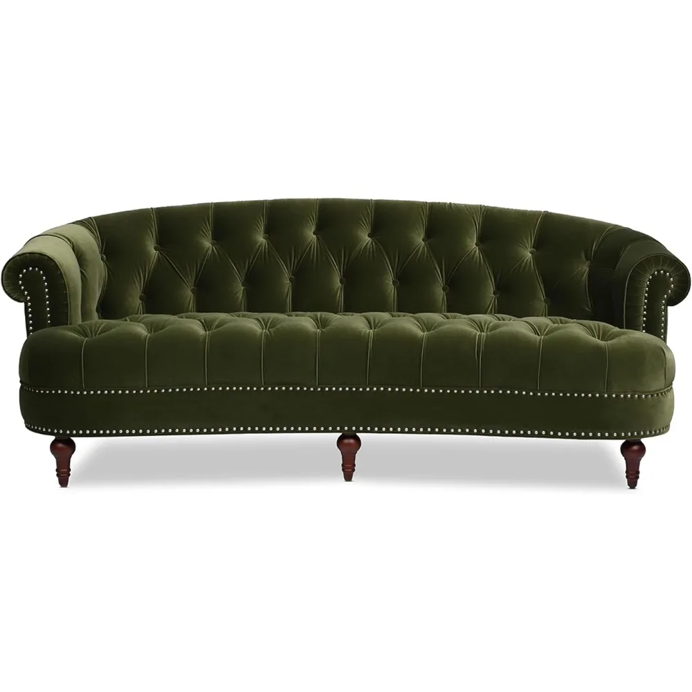 Chesterfield Tufted Sofa, Olive Green Performance Velvet