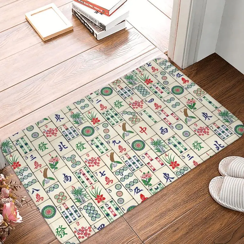 Custom Mahjong Tile Game Pattern Front Door Floor Entrance Mat Outdoor Bath Kitchen Doormat Garden Carpet Rug
