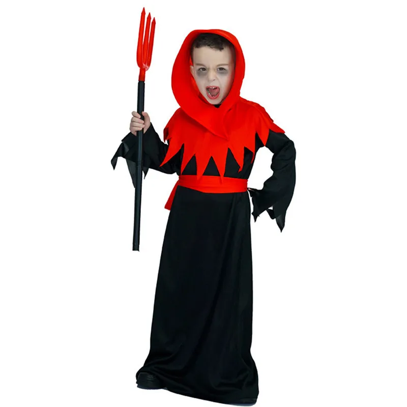 Boys Hell Devil Red Demon Cosplay Children Halloween Azrael Death Costumes Kids Carnival Parade Purim Role Play Show Party Dress