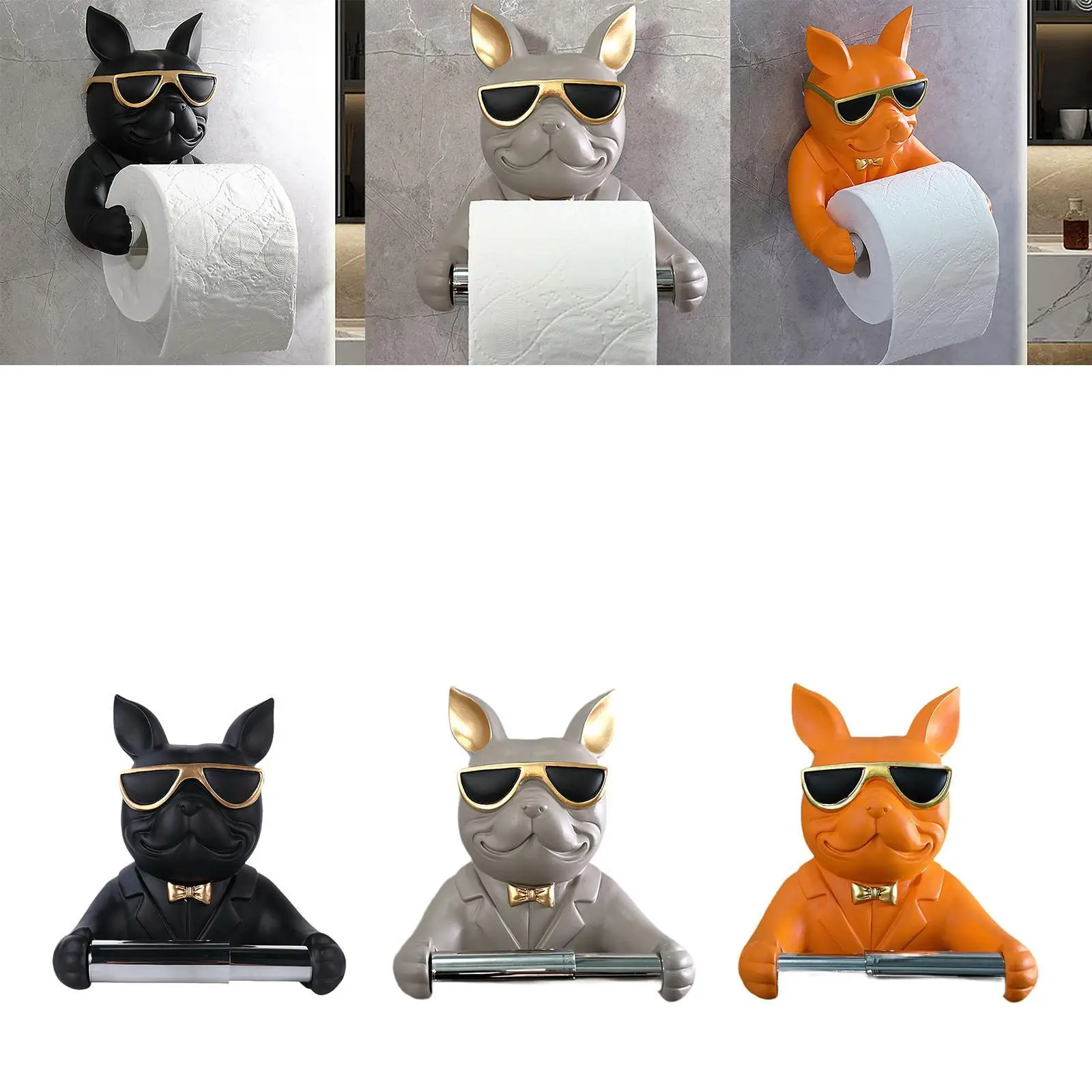 

Toilet Paper Holder Rustproof Stable Decoration Multifunctional Tissue Dispenser for Bathroom Kitchen Living Room Washroom Home