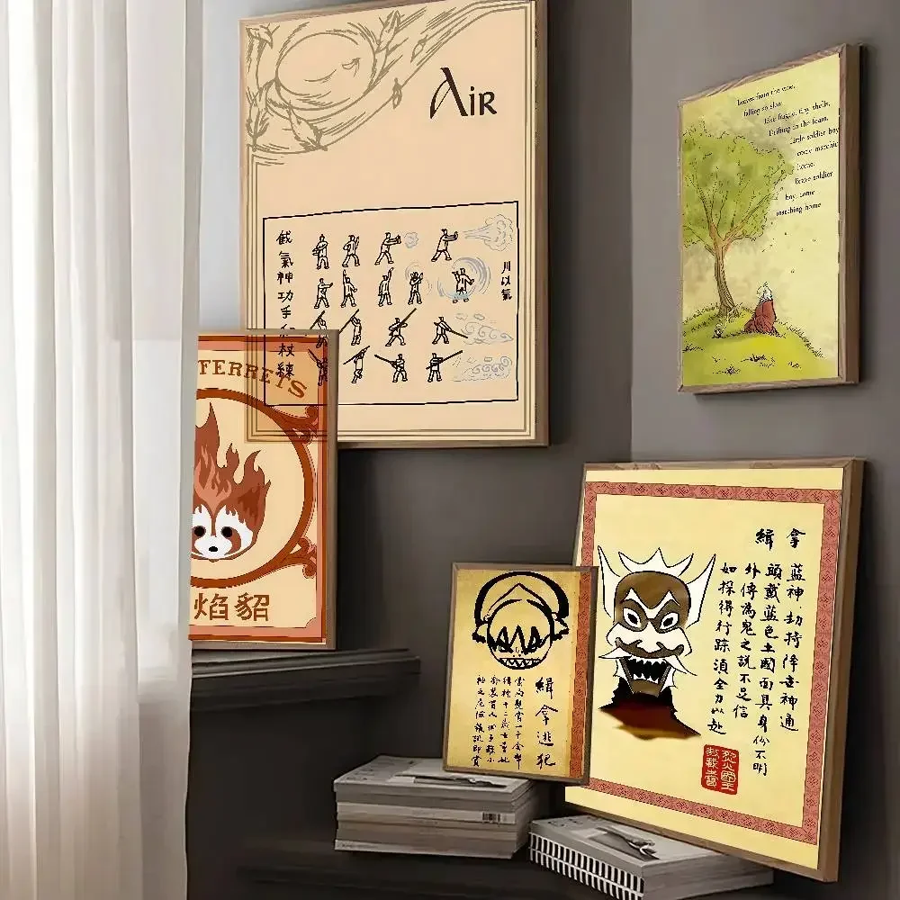 Avatar Last Airbender Wanted Retro Poster Japanese Anime Figure Canvas Painting Wall Art Pictures Room Home Dorm Decor Cuadros