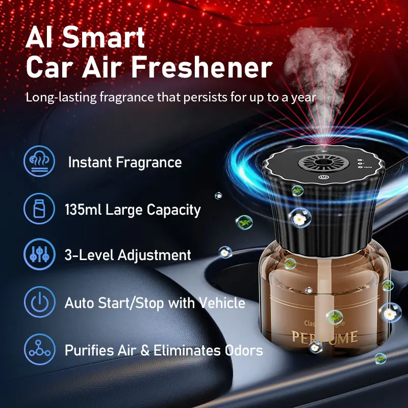 Smart Car Aromatherapy Diffuser AI Sensing Auto Start Stop Spray Home Car Use Timer Air Freshener Starry Night Light Home Hotel