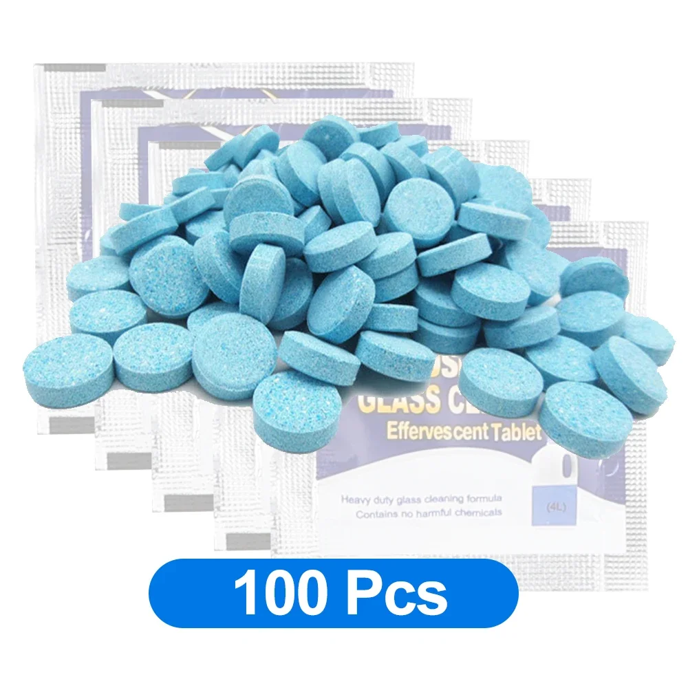 2-100pc Solid Cleaner Car Windscreen Cleaner Effervescent Tablet Auto Wiper Glass Solid Cleaning Concentrated Tablets Detergent