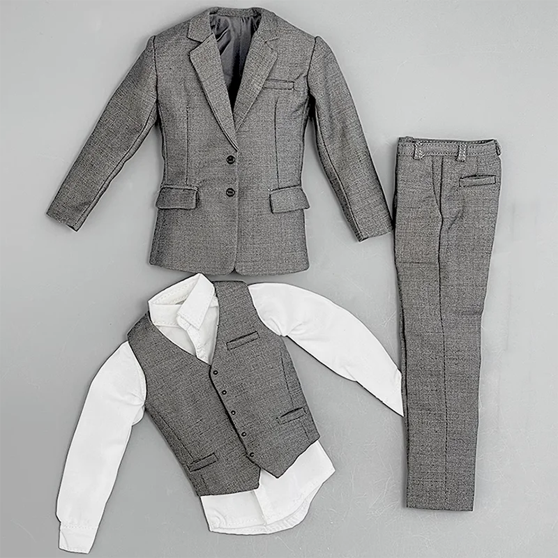 

1/6 Scale BJD Soldier Grey Suit Vest Set Model 12 Inch Doll Toy Accessories Collection Display