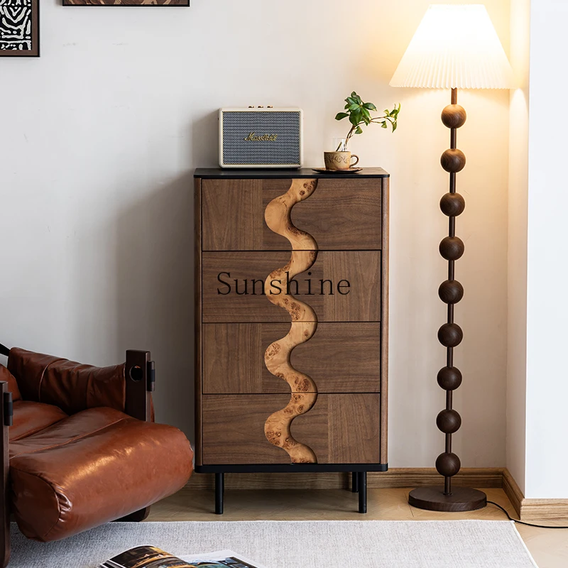 

Medieval black walnut four-chest cabinet retro storage locker
