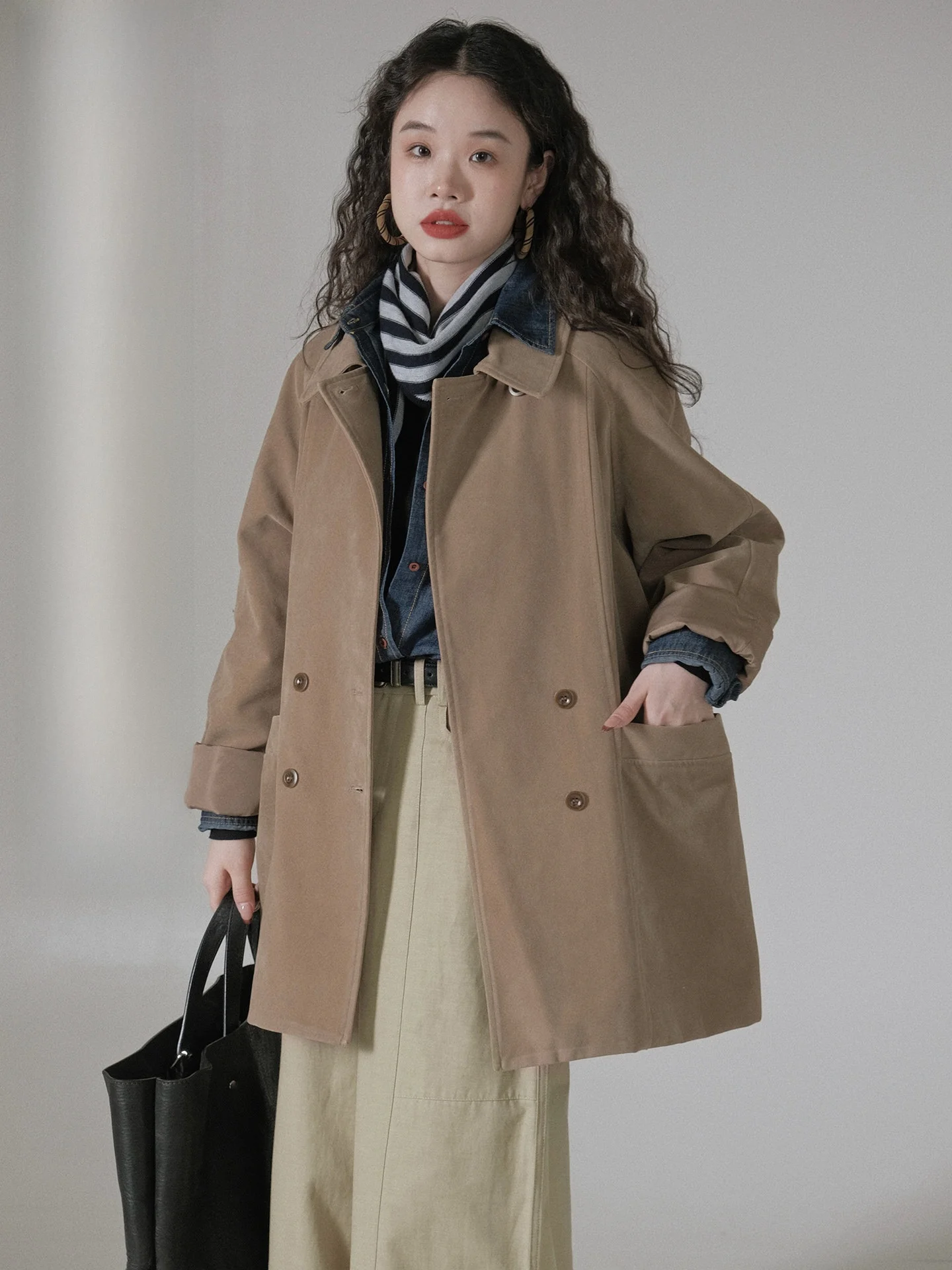 

Женская демисезонная ветрозащитная куртка IVY YANG из замши и матовой кожи, свободного кроя, с отложным воротником, средней длины