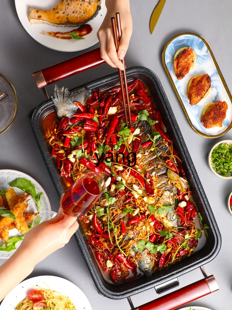 LH إناء/ قدر الشواء الكل في واحد وعاء الأسماك تحميص لوحة المنزلية مستطيلة مقلاة خبز كهربائية متعددة الوظائف #3