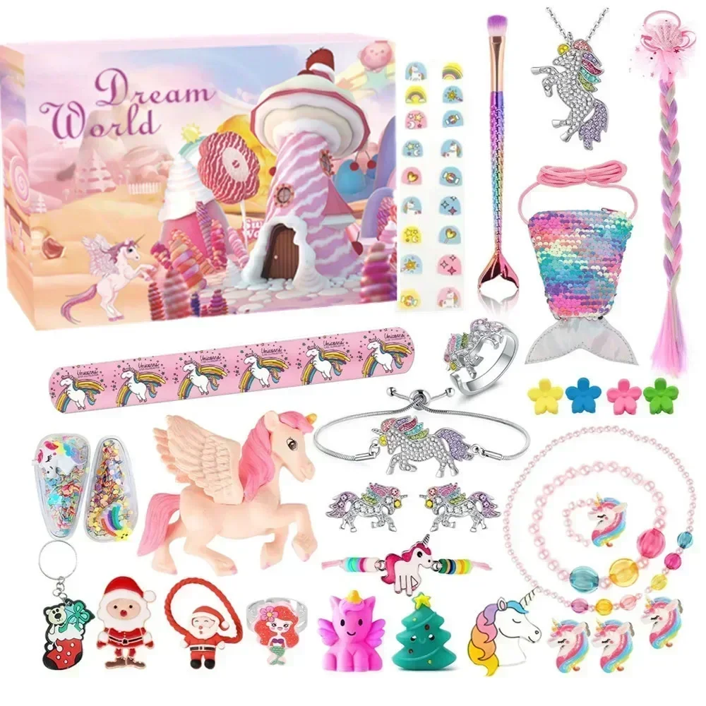 Christmas Advent Calendar box Girls Mermaid Jewelry Princess 24days Countdown Advent Calendar Christmas gift box Kids Toys