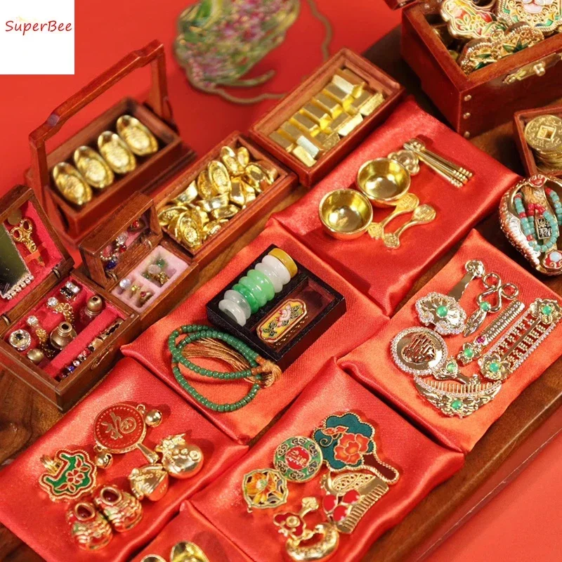 Dollhouse Miniature Items Mini Simulation Ancient Style Dowry Jewelry/Accessory Doll Decoration Accessories Children's Gift