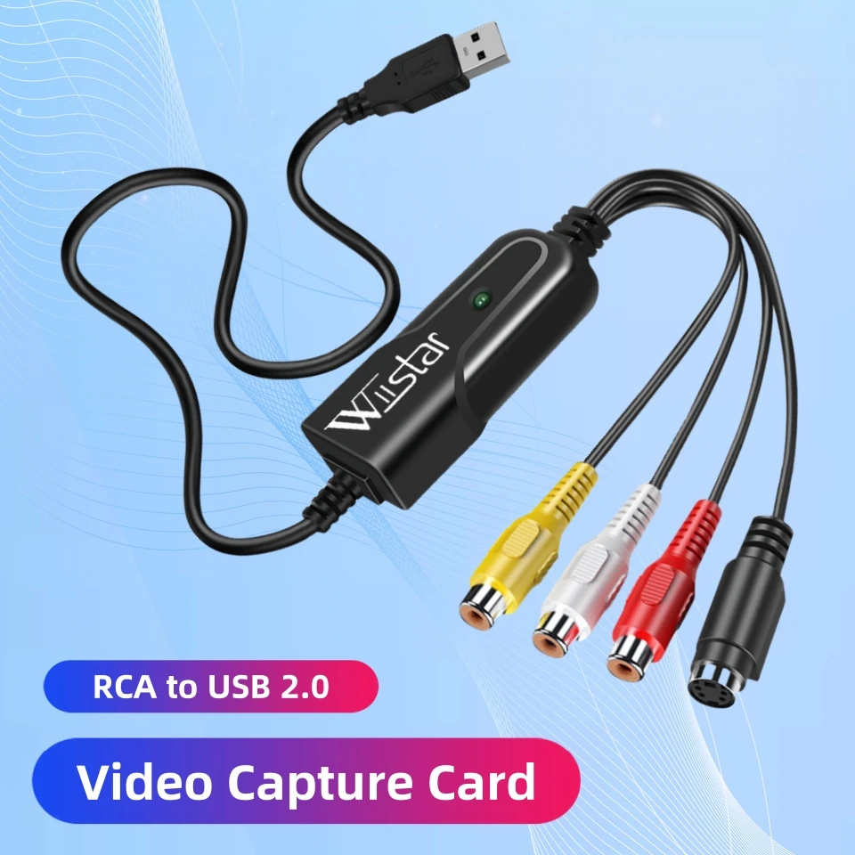 

USB 2.0 Video Capture Card CVBS/AV/S-Video to USB 2.0 Capture Card Device for VHS Cameras DVD Support Windows 7/8/10