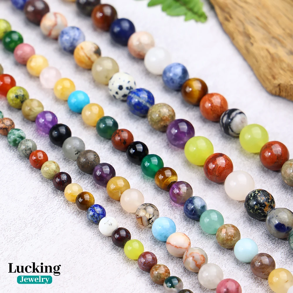 A+ Colorful Natural Stones Duobao Loose Beads For Jewelry Making DIY Bracelet Accessories 15'' 4/6/8/10mm