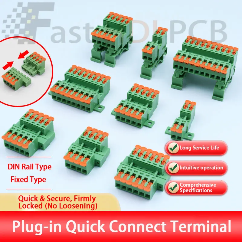 

KSKT5.08 Push-in Terminal Blocks - Solderless Connection/Flame Retardant PC Material, High Conductivity/Flameproof & Waterproof