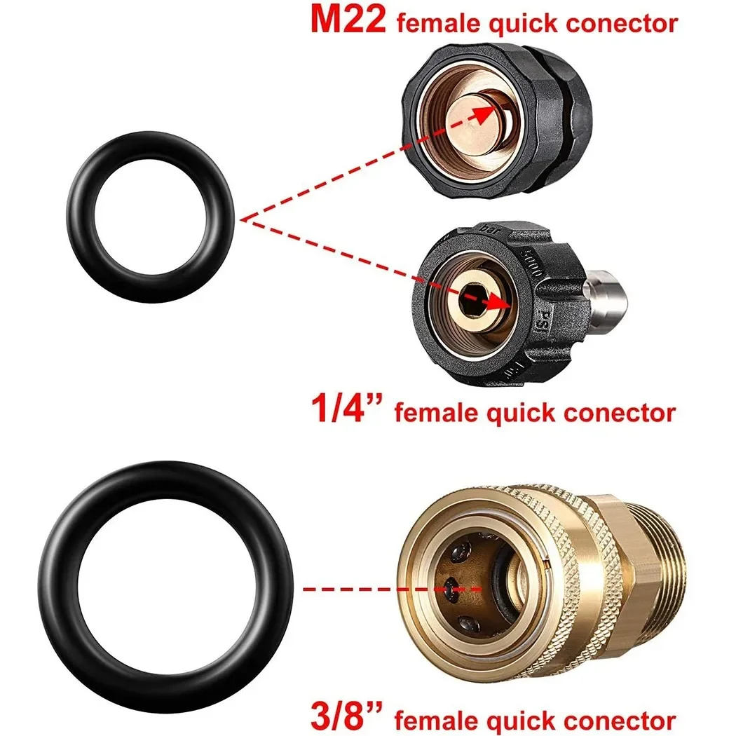 40/80Pcs 1/4 M22 O-Rings + 3/8 O-Rings Rubber For Pressure Washer Hose Quick Disconnect