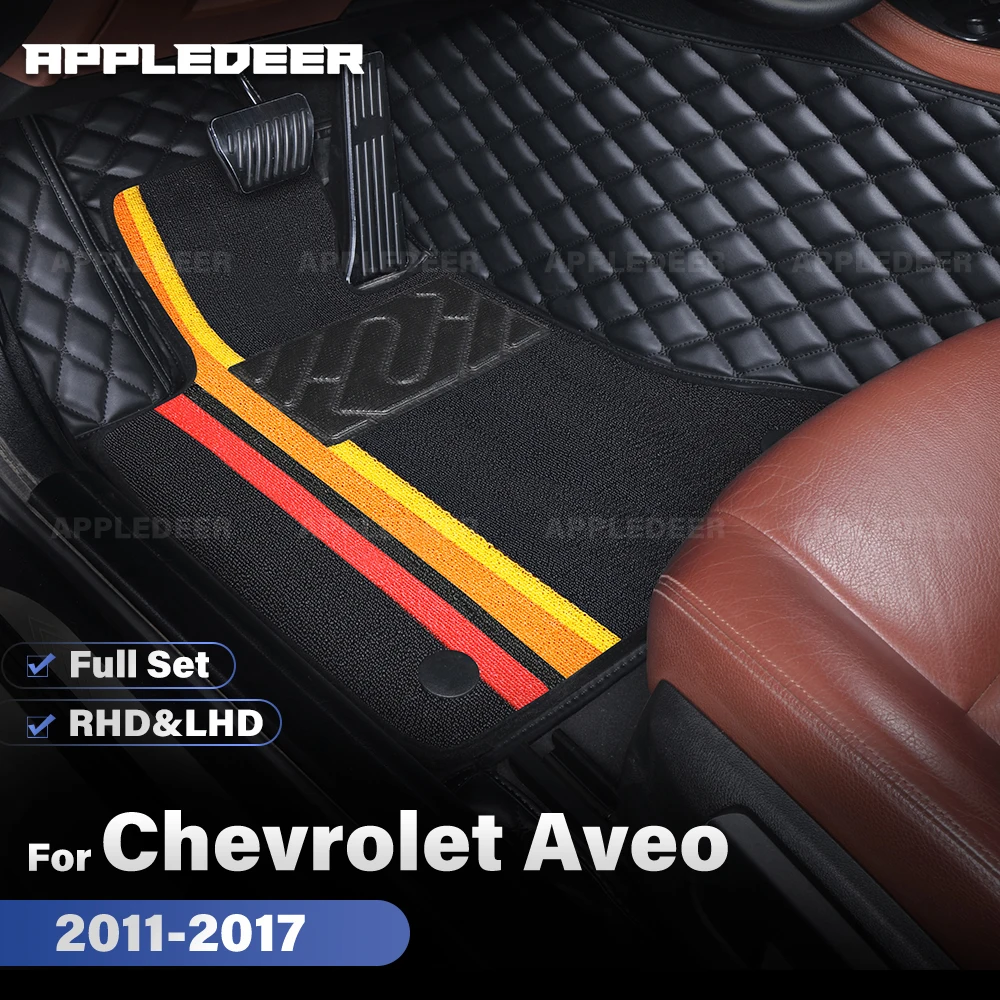 

APPLEDEER For Chevrolet Aveo 2011-2017 Double Layer Car Floor Mats Custom Auto Carpet Cover Interior Accessories