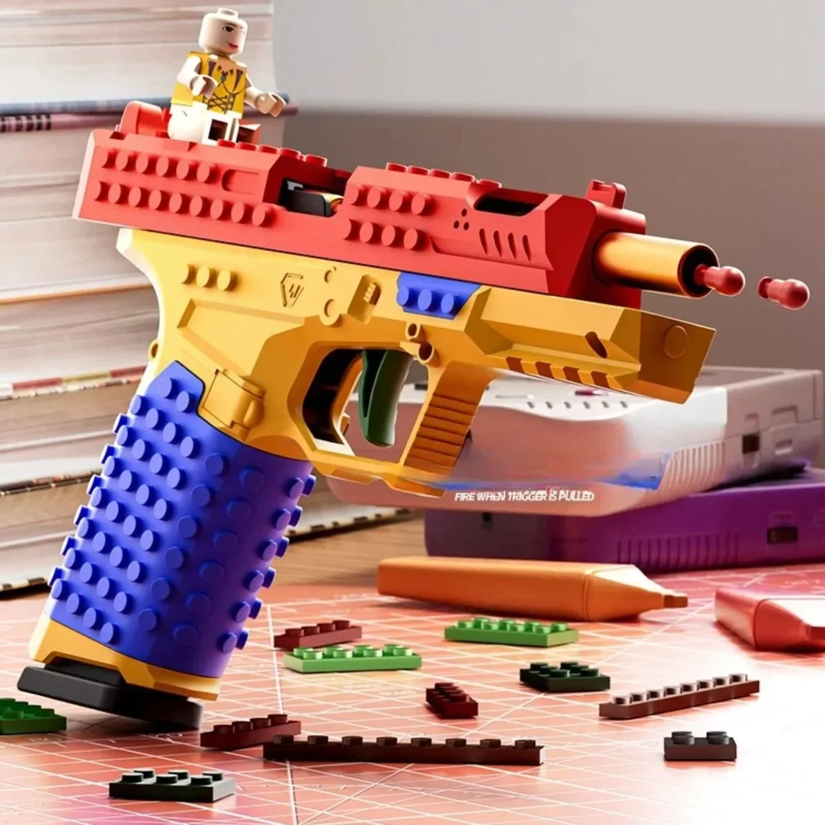 Hangend speelgoedpistool Continu afvuren Bouwsteen Pistool Shell Gooien Airsoft Blowback Leeg Outdoor CS-wapen voor jongens en volwassenen