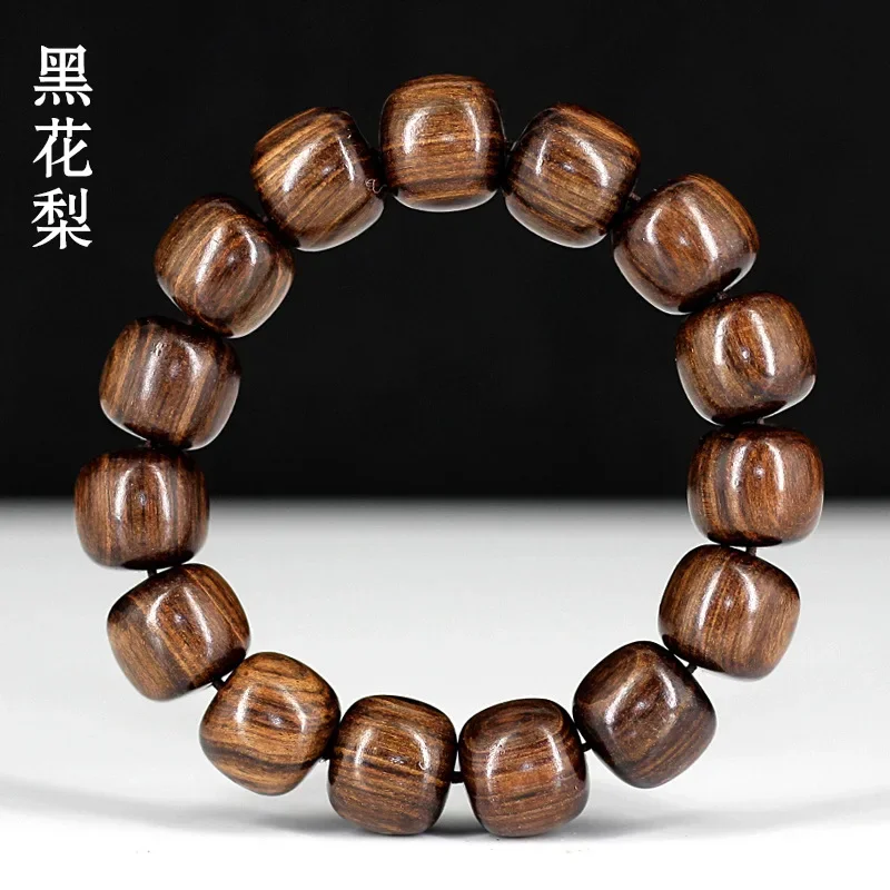 

Black pear barrel beads Buddha beads handstring 1.5*1.5 wooden men's and women's bracelet art jewelry crafts bracelet charms