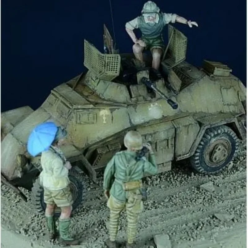 1/72 Scale Die-Cast Resin Figures Assembled Model Kits Tank Crew 3 People Hobby Miniature Diorama Unassambled and Unpainted