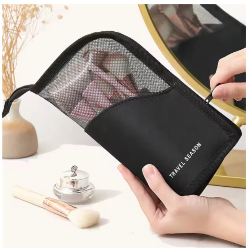 Portable Large Capacity Brow Pencil Makeup Brush Storage Bag Lightweight Travel Cosmetic Protective Net Bag Easy to Carry