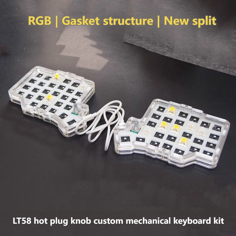 58-key Split Keyboard VIAL Key Change Hot-swappable Custom Keyboard Kit PC Positioning Board Gasket Structure Split Keyboard Kit