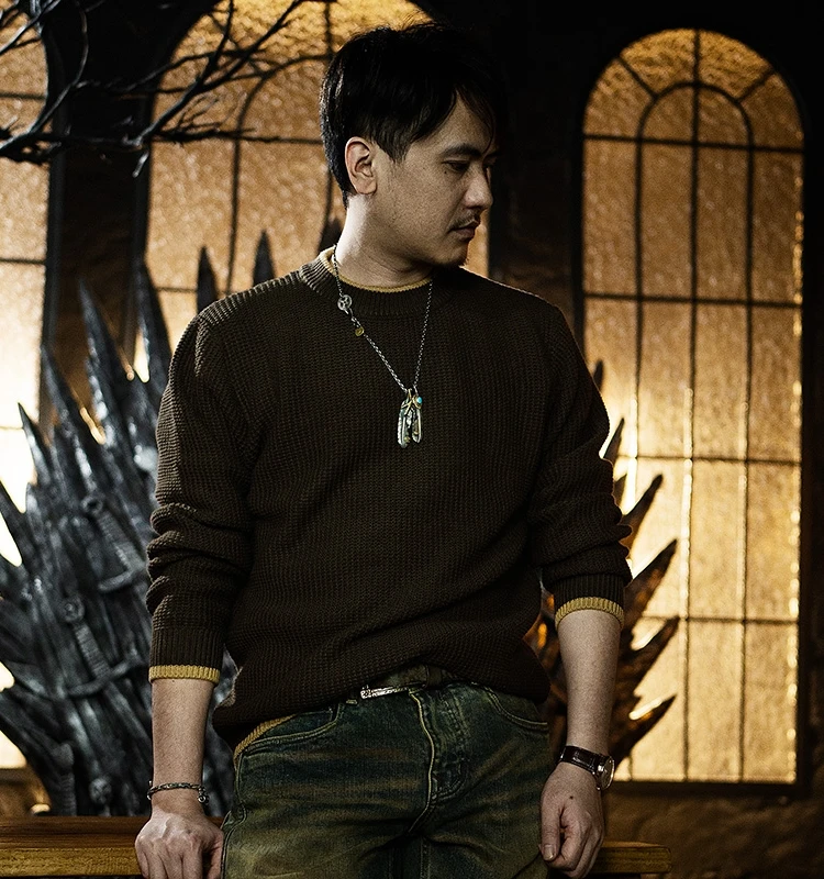 

Мужской утепленный свитер с длинным рукавом и круглым вырезом, свободного кроя, для осени и зимы, модный базовый слой, повседневный стиль