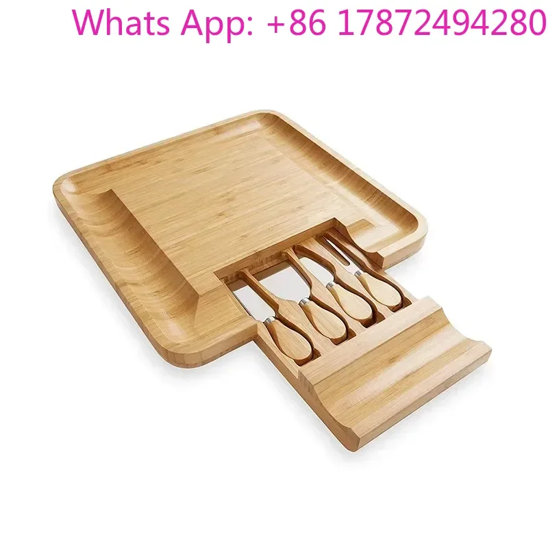 House warm new home wedding gift bamboo cheese board deli board set with drawers couple bridal gift