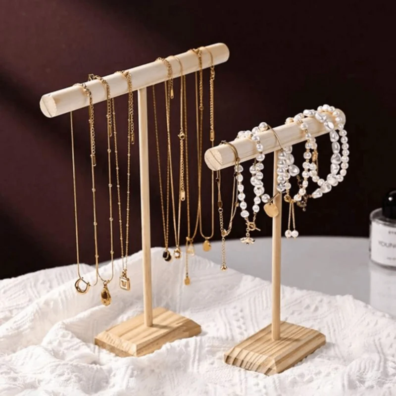 

Solid Wood Jewelry Display Stand - Multi-Functional Display Rack for Bracelets, Necklaces, Hair Bands