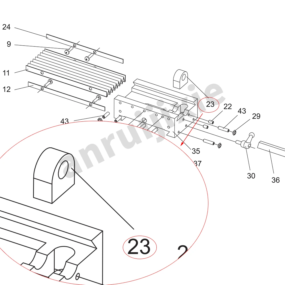 SIEG X2-023 X eksen ve X2-037 Y eksenli JET JMD-1L ve CX605 ve Grizzly G8689 ve küçük freze 9 metrik vida somunu