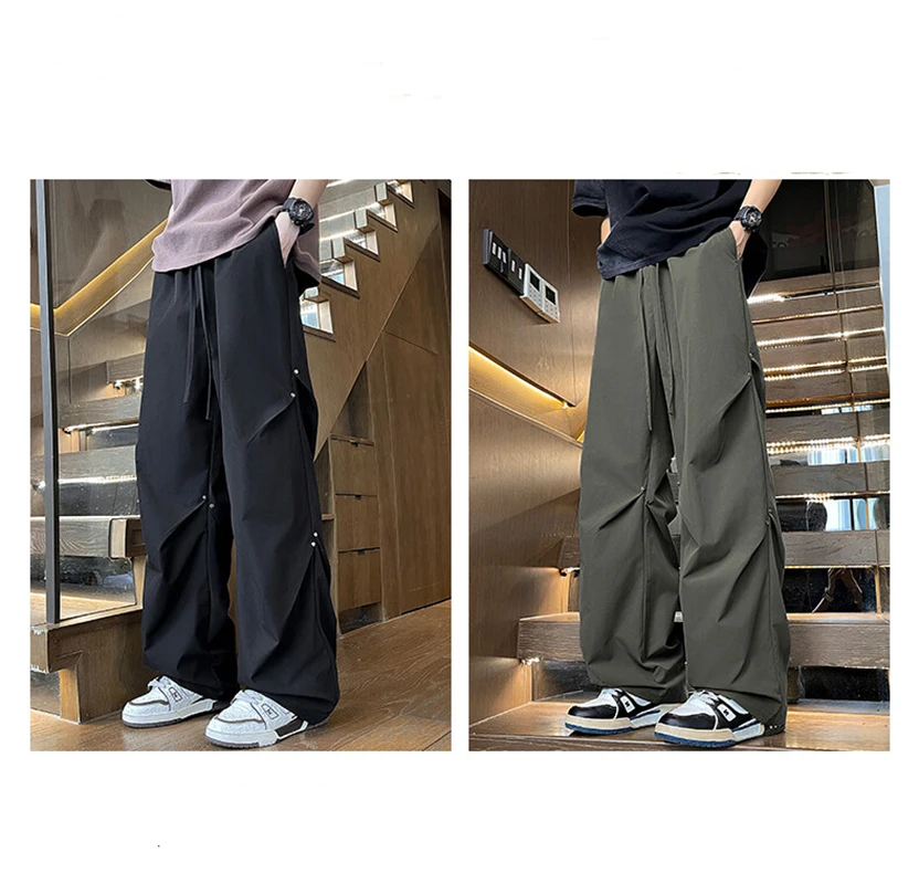 2025 Spring and Autumn Loose Straight Trousers Deconstructed Trousers Charge High Street American Functional Trousers