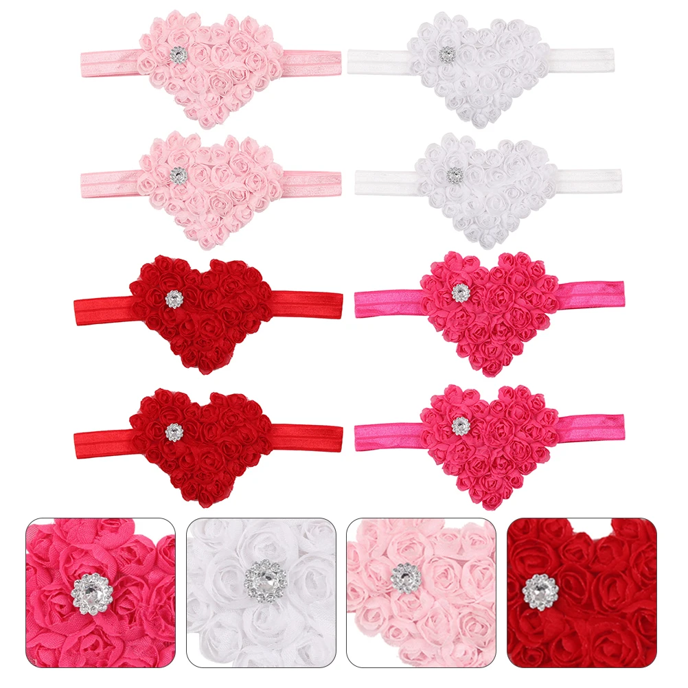 

8pcs Baby Headb Chiffon Infant Hair Accessories Heart Shape Toddler Headdress Newborn For Girl Christmas Gifts