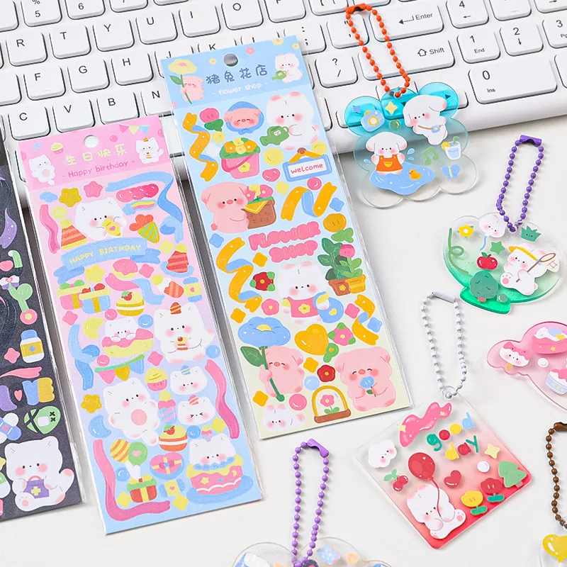 Cartoon Goo Card Sticker Korean Cute Hand Account Material Student Small Sticker Decorative Sticker