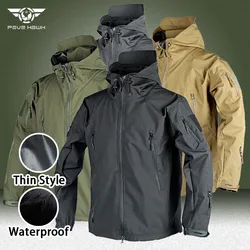 Military Shark Skin Jackets Men Waterproof Thin Army Hooded Bomber Windbreaker Coats Multi-pocket Wear-resistant Tactical Jacket