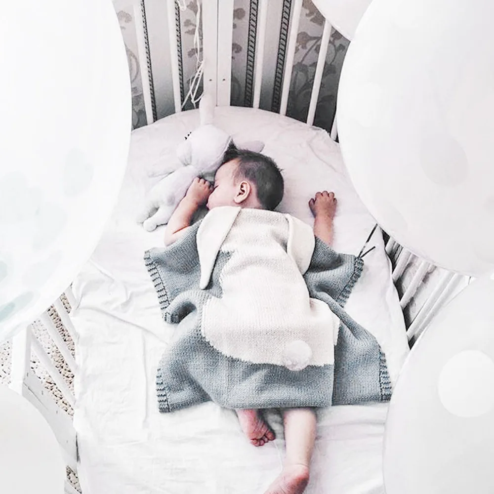 Wrap Knitted Blanket For Kid Rabbit Cartoon Plaid Infant Toddler Bedding room decoration girl and boy baby blanket newborn