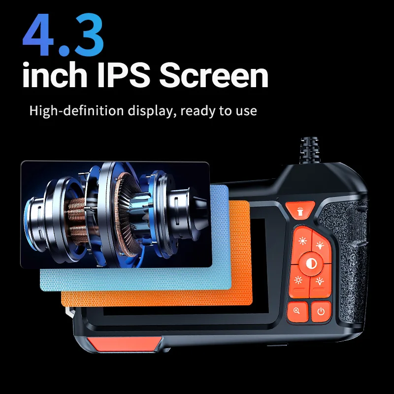 4,3 Zoll 1080P HD Boreskop-Inspektionskamera 5,5mm Industrielles Endoskop mit LED-Beleuchtung für Rohr-, Motor- und Autoreparaturen
