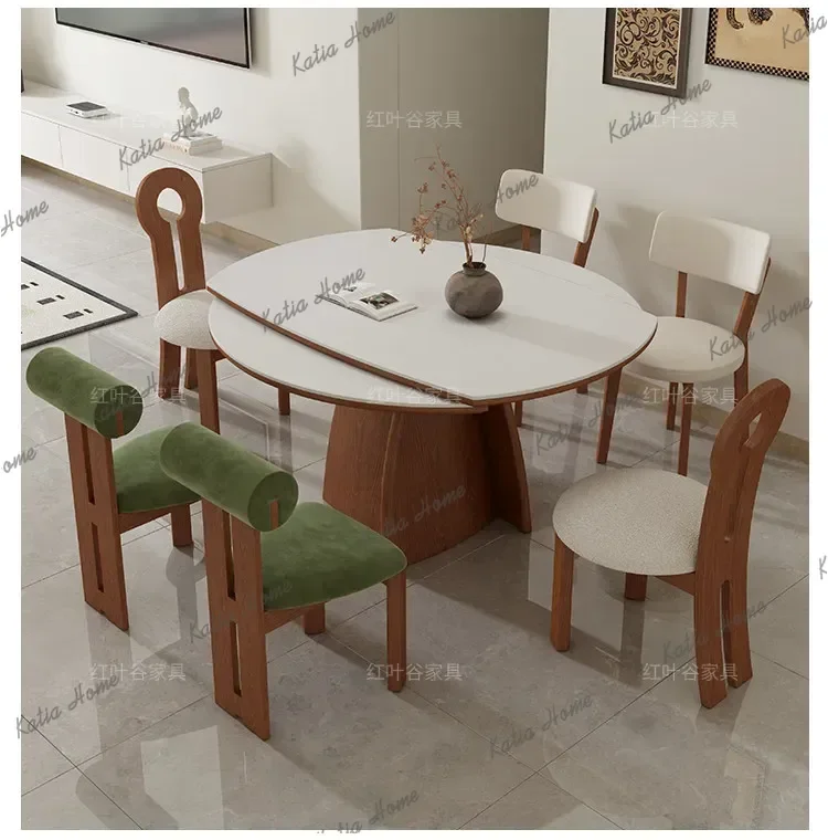 LD Vintage Rock Slab Dining Table Stretching Contractingtable Variable Dining Table Round Home Furniture